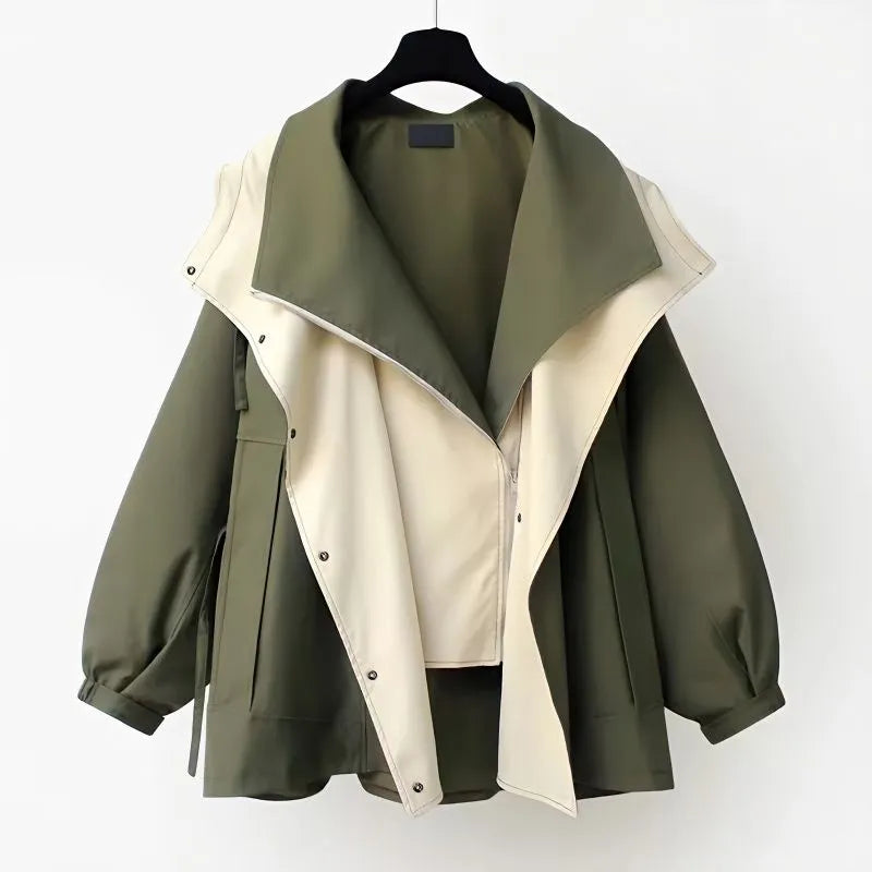 Trench Coat Oversized Waterproof Cotton Blend Lining