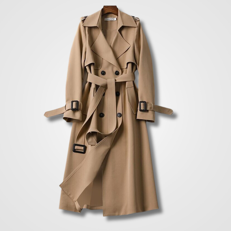 Trench Coat Water-Repellent Adjustable Waist Buttons & Zipper