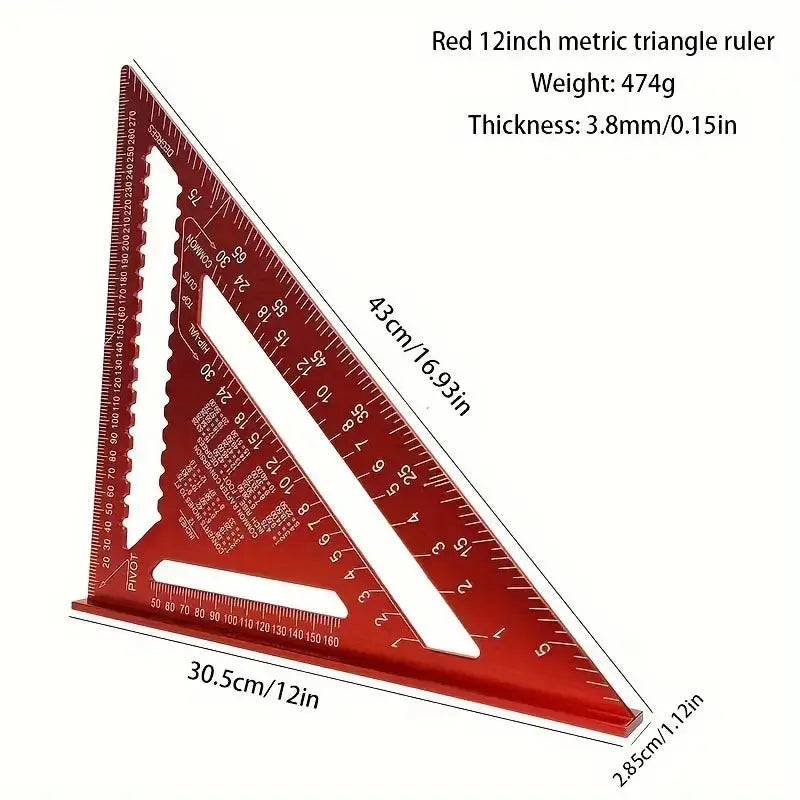 Triangle Protractor Aluminum Precision 43 x 30.5 cm