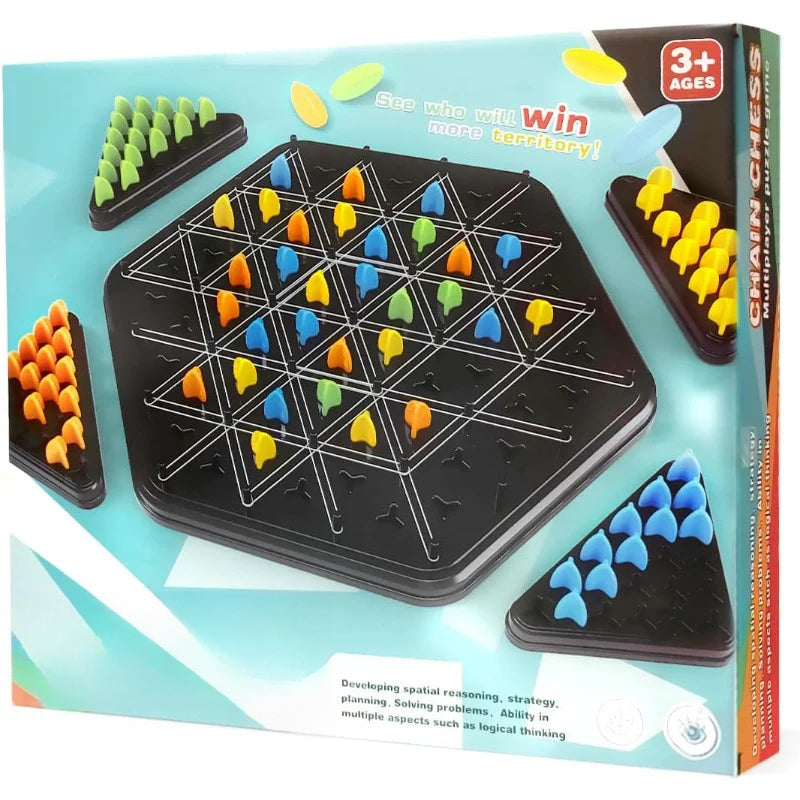 Triangle Strategy Game Compact Travel Wooden Pieces & Sturdy Frame