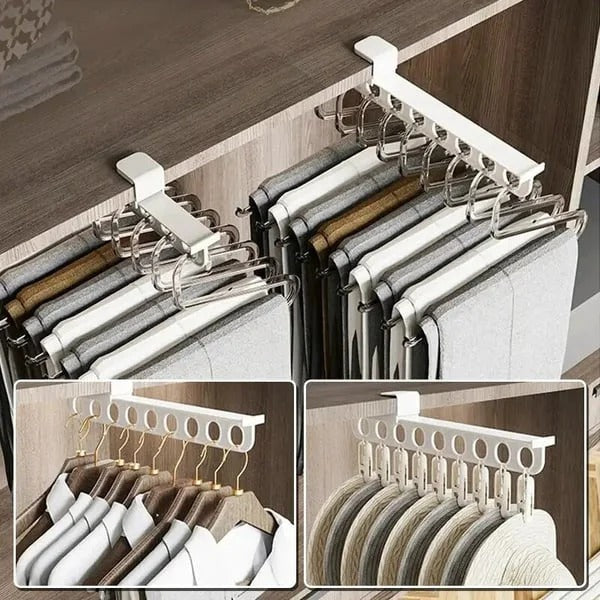 Trouser Rail Extendable Smooth Slide Holds Ten Garments