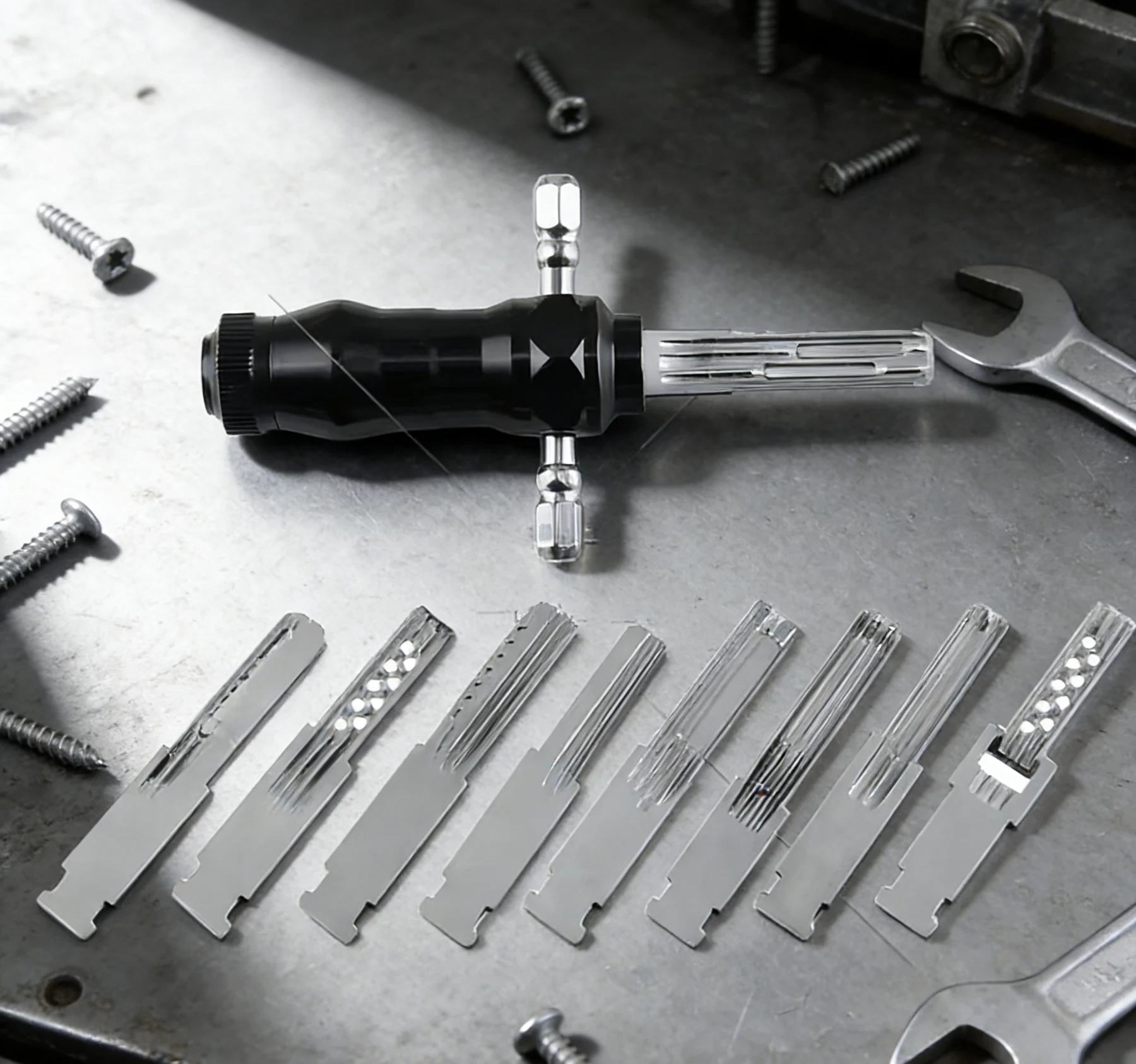 Tubular Lock Tool Set 9 Interchangeable Stainless Steel Blades