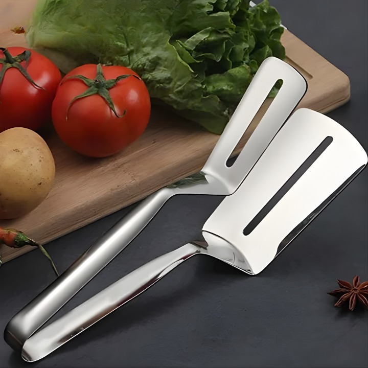 Turner Tongs 2-in-1 Slotted Stainless Steel
