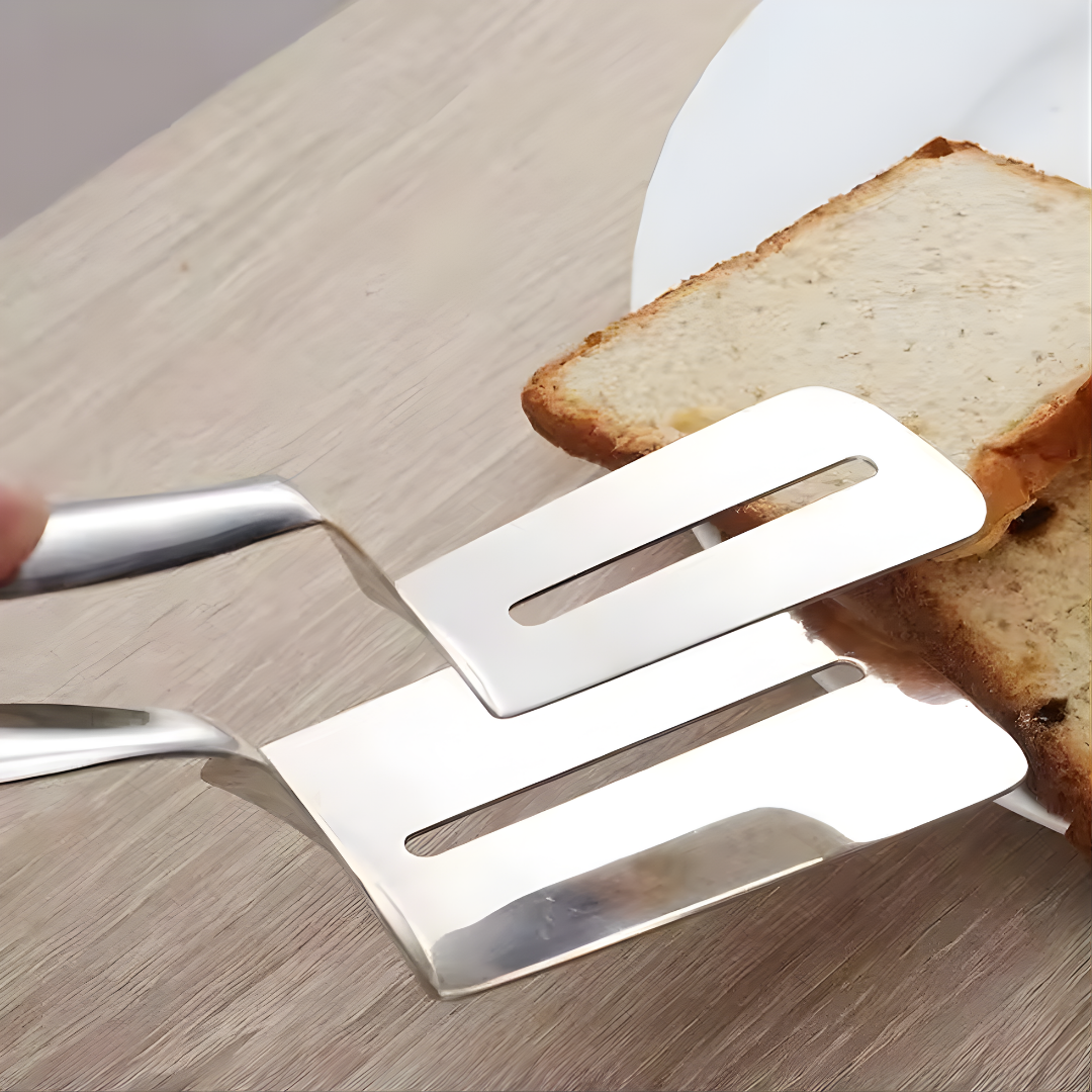 Turner Tongs 2-in-1 Slotted Stainless Steel
