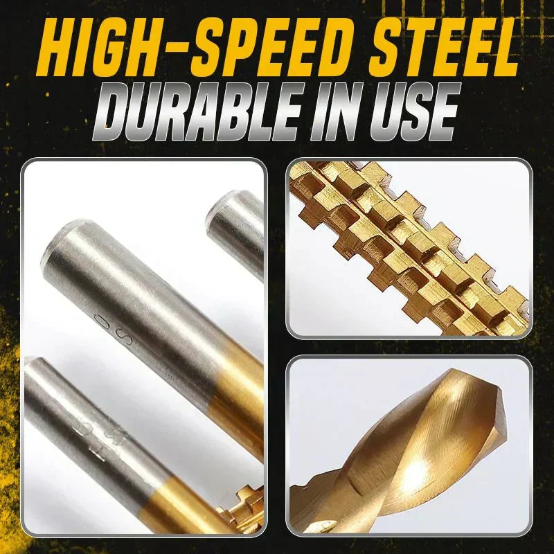 Twist Drill Bit Set Titanium-Coated High-Speed Steel 6-Piece