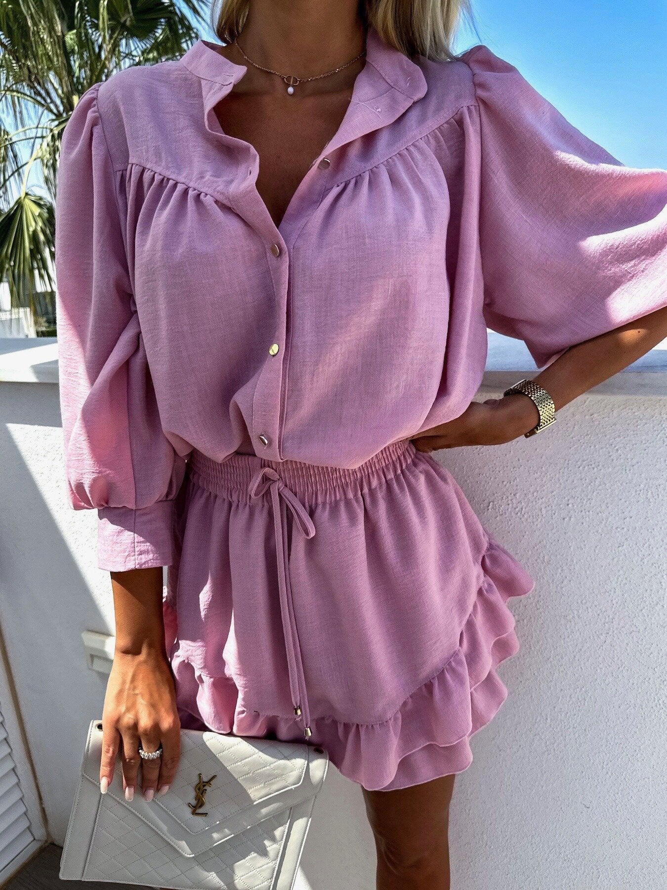 Two-Piece Casual Set Tailored Fit Breathable Fabric
