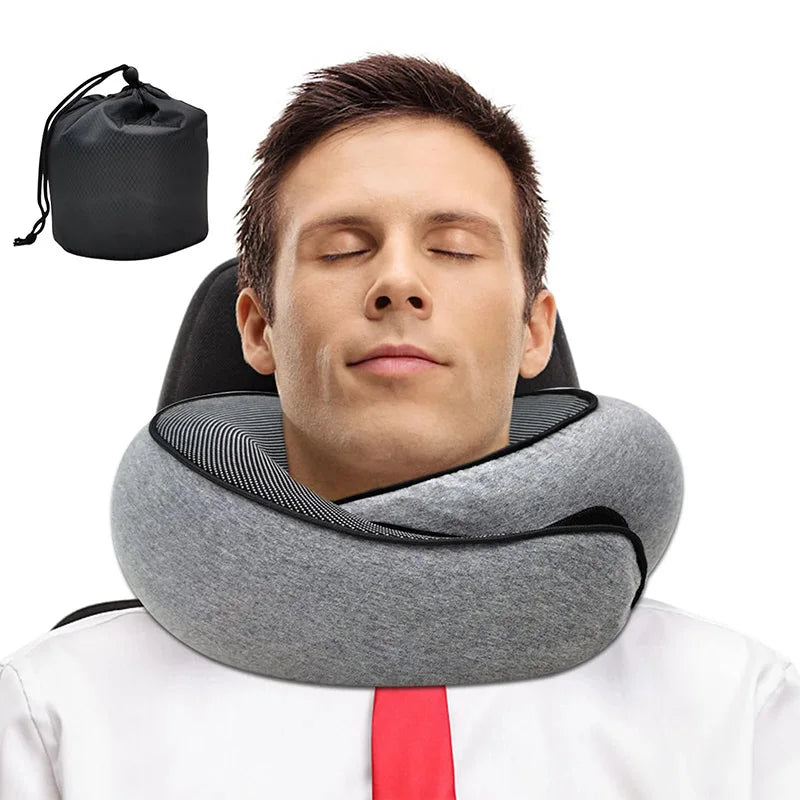 U-Shaped Travel Pillow Memory Foam Adjustable Neck Support