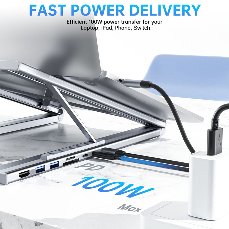 USB-C Docking Station Aluminum Laptop Stand 4K HDMI