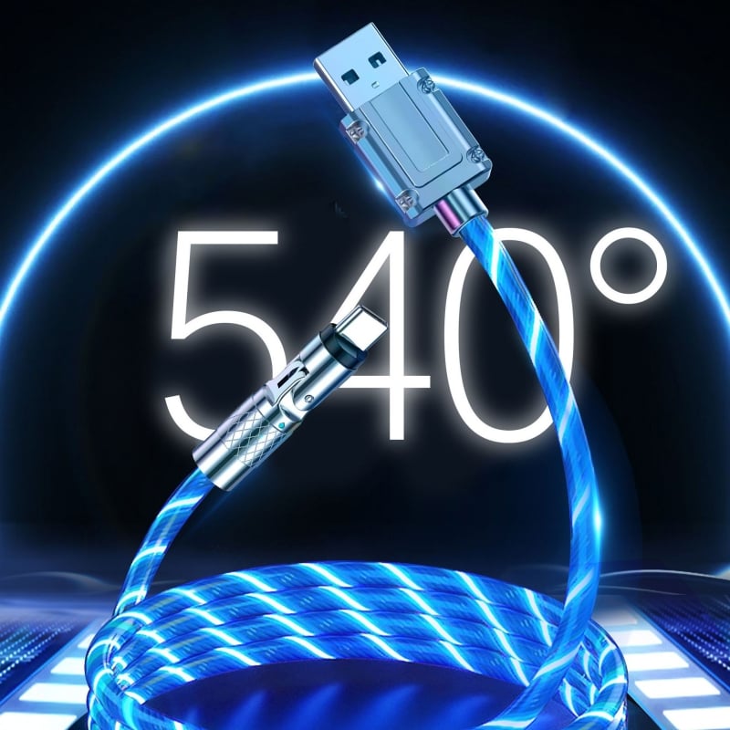 USB Charging Cable 540° Rotating LED Fast Charging