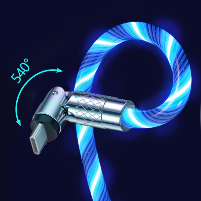 USB Charging Cable 540° Rotating LED Fast Charging