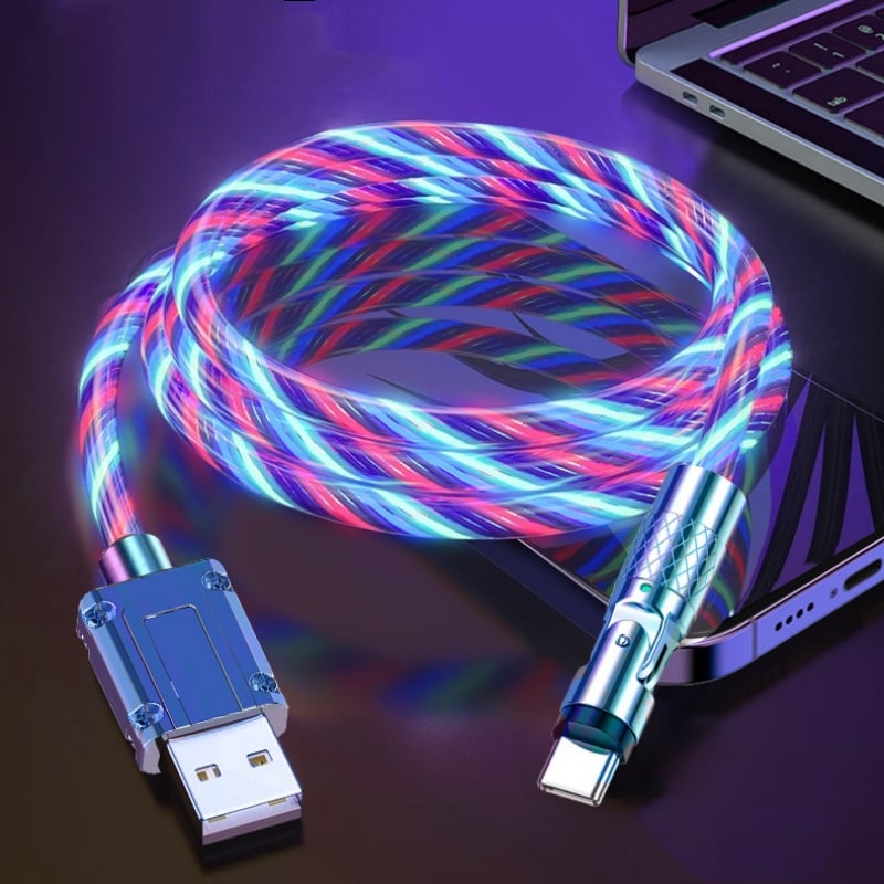 USB Charging Cable 540° Rotating LED Fast Charging