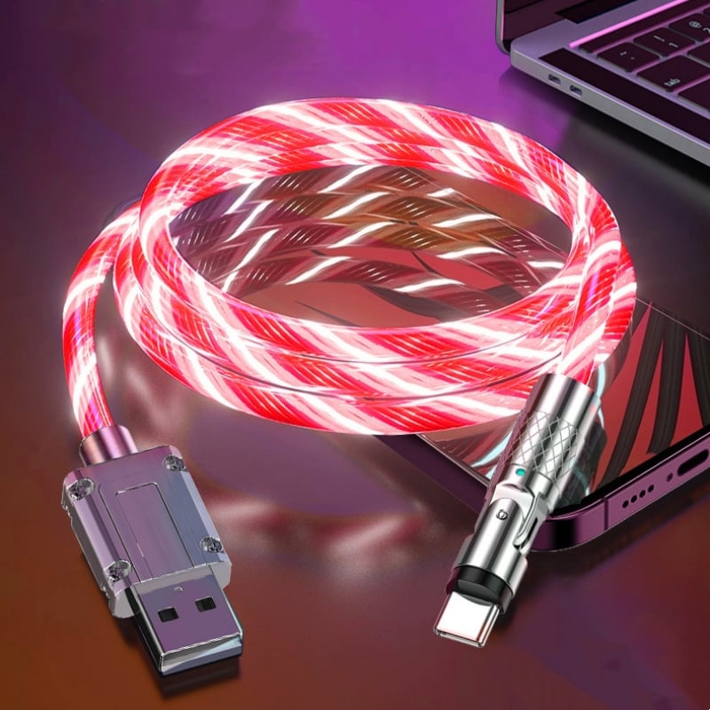 USB Charging Cable 540° Rotating LED Fast Charging