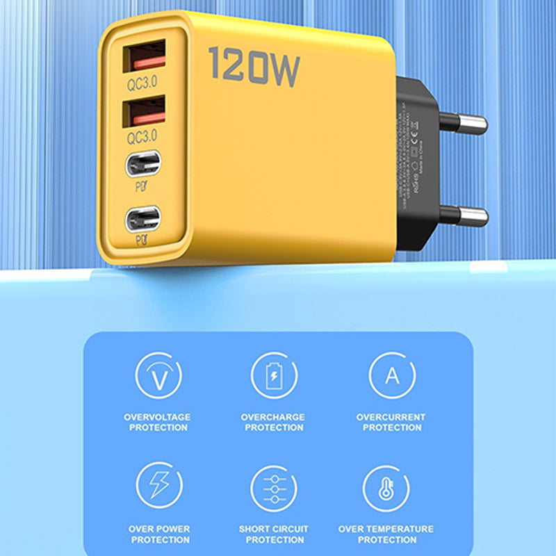 USB Fast Charger 4-Port USB-C PD & USB-A