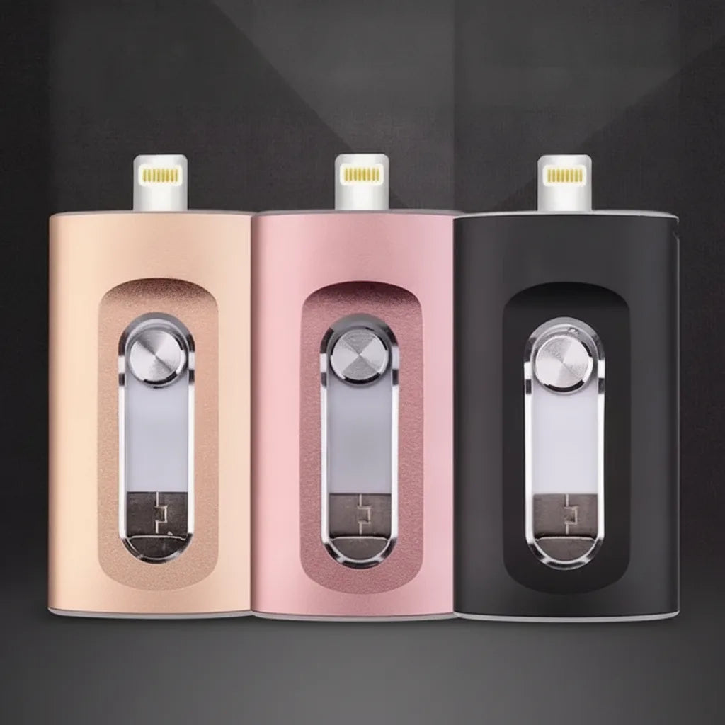 USB Flash Drive Lightning USB-C & USB-A Metal Unibody