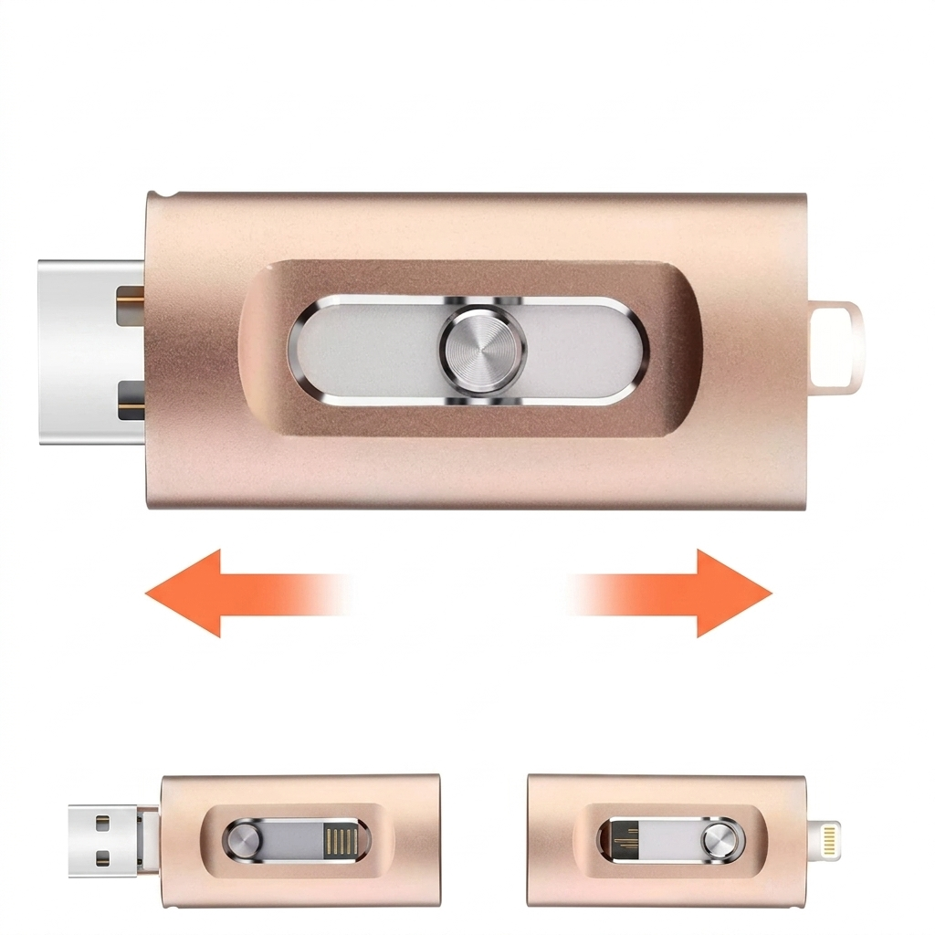 USB Flash Drive Lightning USB-C & USB-A Metal Unibody