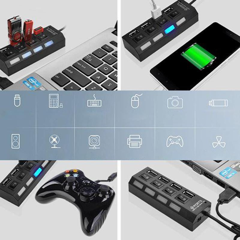 USB Hub Per-Port Switches Backflow-Protected 4 Or 7 Ports