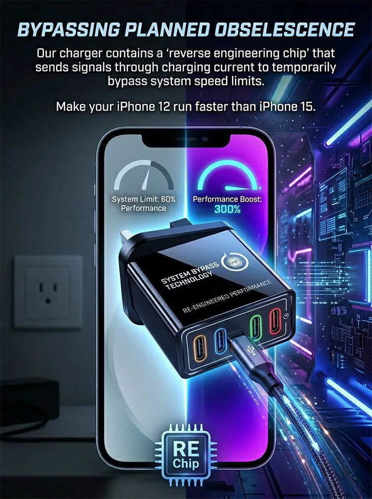 USB Travel Charger 4-Port Quick Charge 3.0
