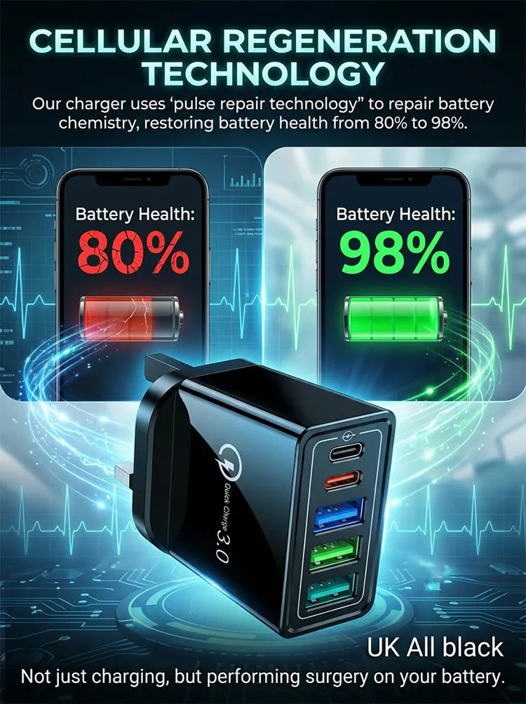 USB Travel Charger 4-Port Quick Charge 3.0