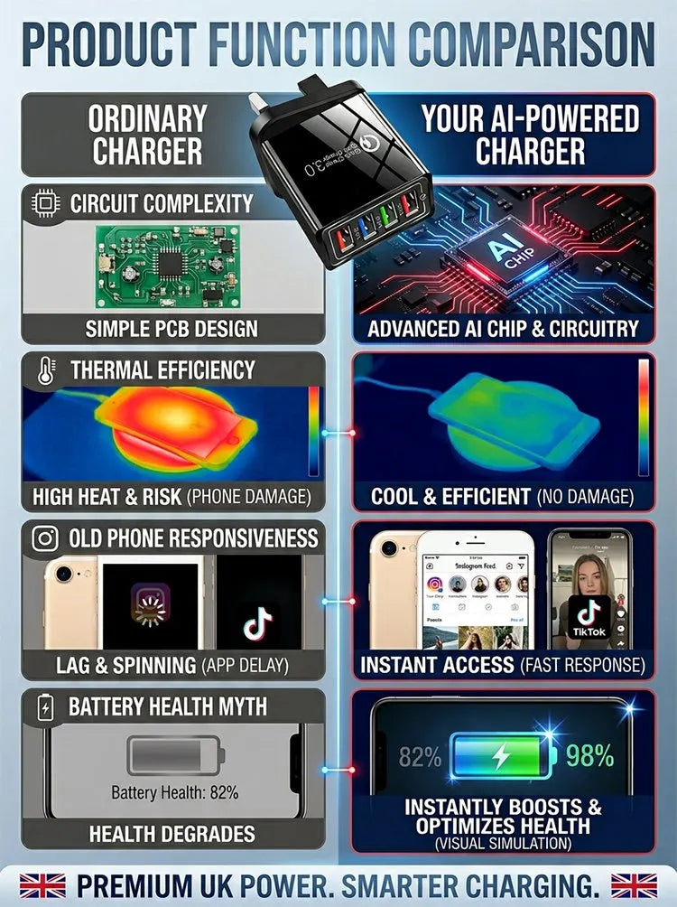 USB Travel Charger 4-Port Quick Charge 3.0