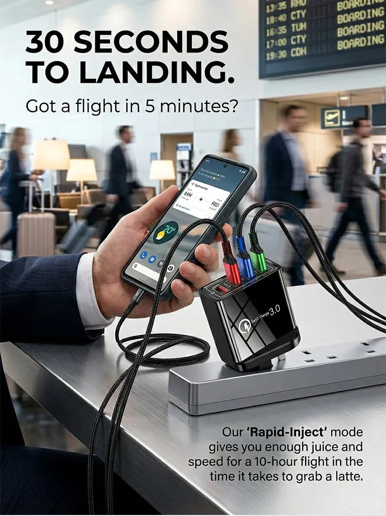 USB Travel Charger 4-Port Quick Charge 3.0