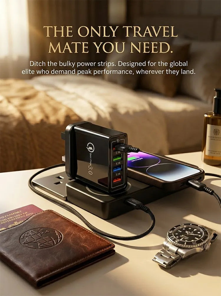 USB Travel Charger 4-Port Quick Charge 3.0