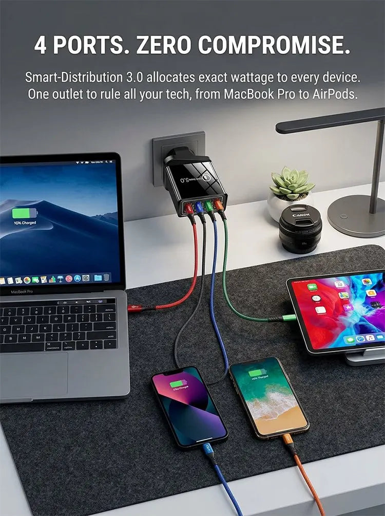 USB Travel Charger 4-Port Quick Charge 3.0