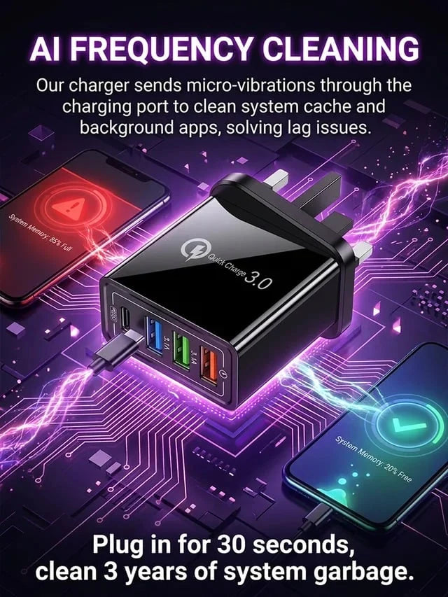 USB Travel Charger 4-Port Quick Charge 3.0