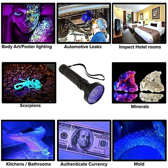 UV Flashlight 395nm Adjustable Brightness IPX4
