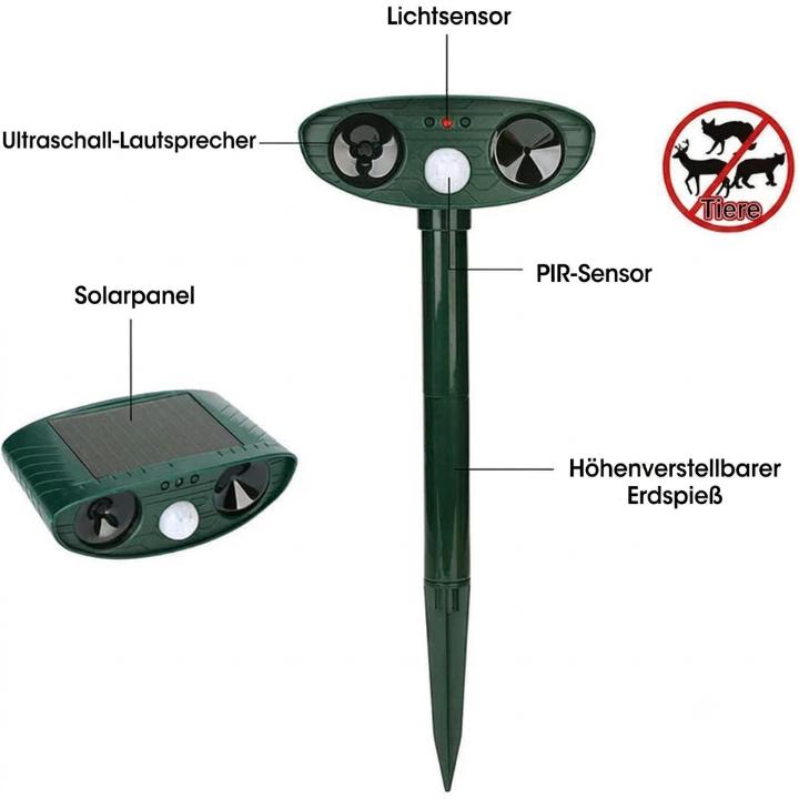 Ultrasonic Animal Repellent Solar-Powered Motion-Activated 29.5 Ft Range
