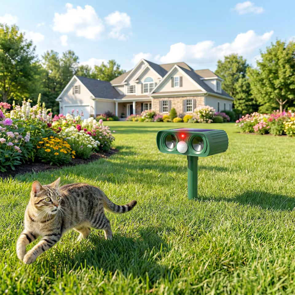 Ultrasonic Animal Repeller Solar-Powered Weatherproof 26 Ft Range