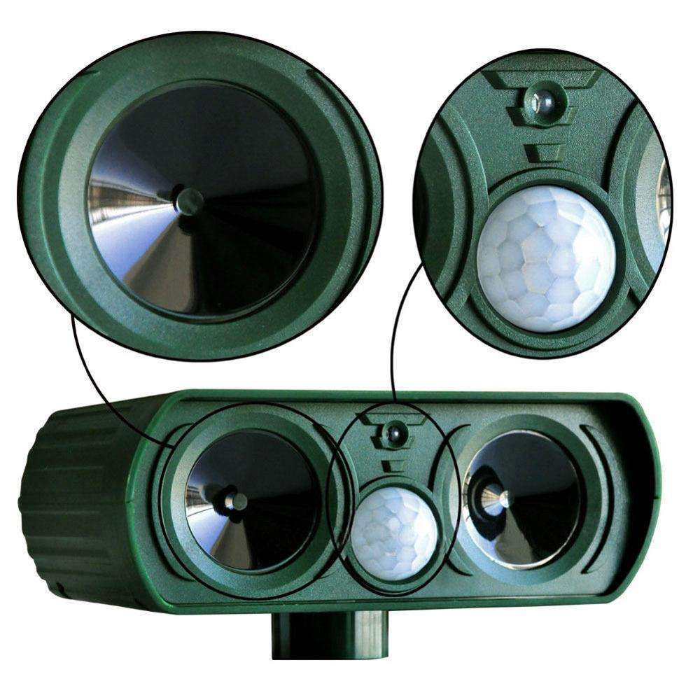 Ultrasonic Animal Repeller Solar-Powered Weatherproof 26 Ft Range