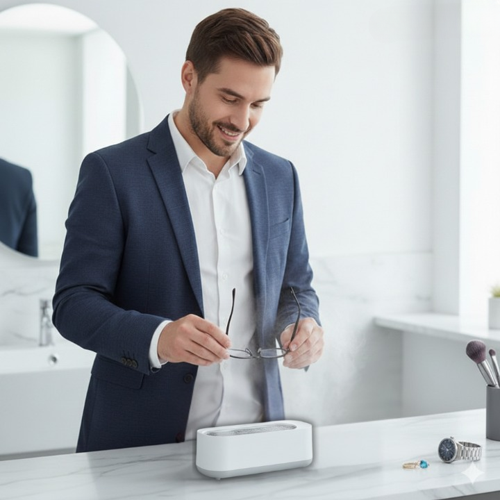 Ultrasonic Cleaner USB Powered Compact 3-Minute Clean