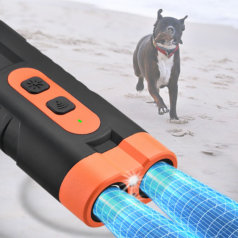 Ultrasonic Dog Repeller Dual Emitters LED Light Rechargeable