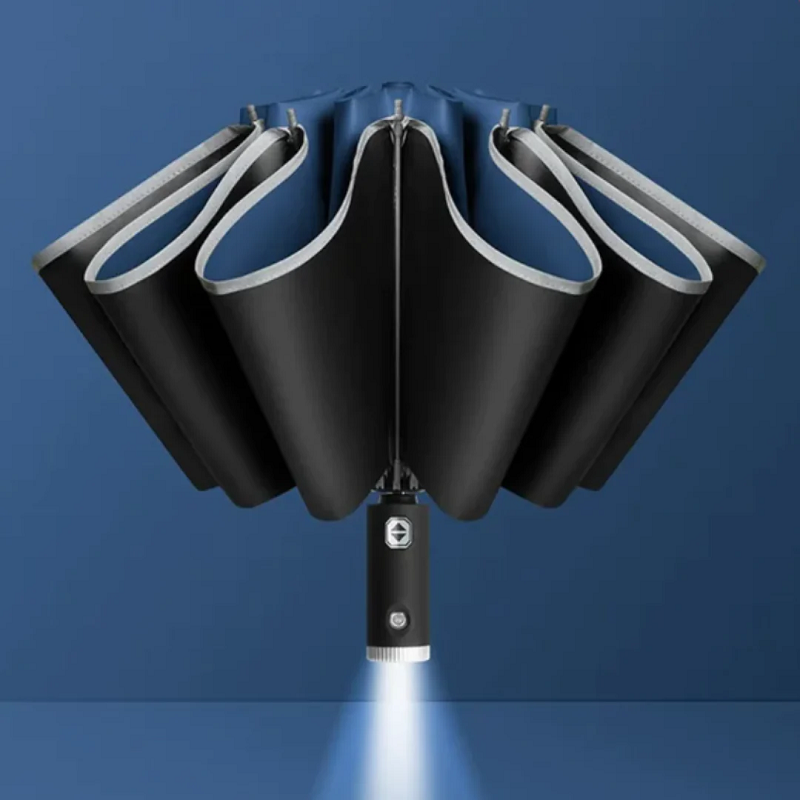 Umbrella Automatic Open & LED Handle Wind-Resistant Fiberglass