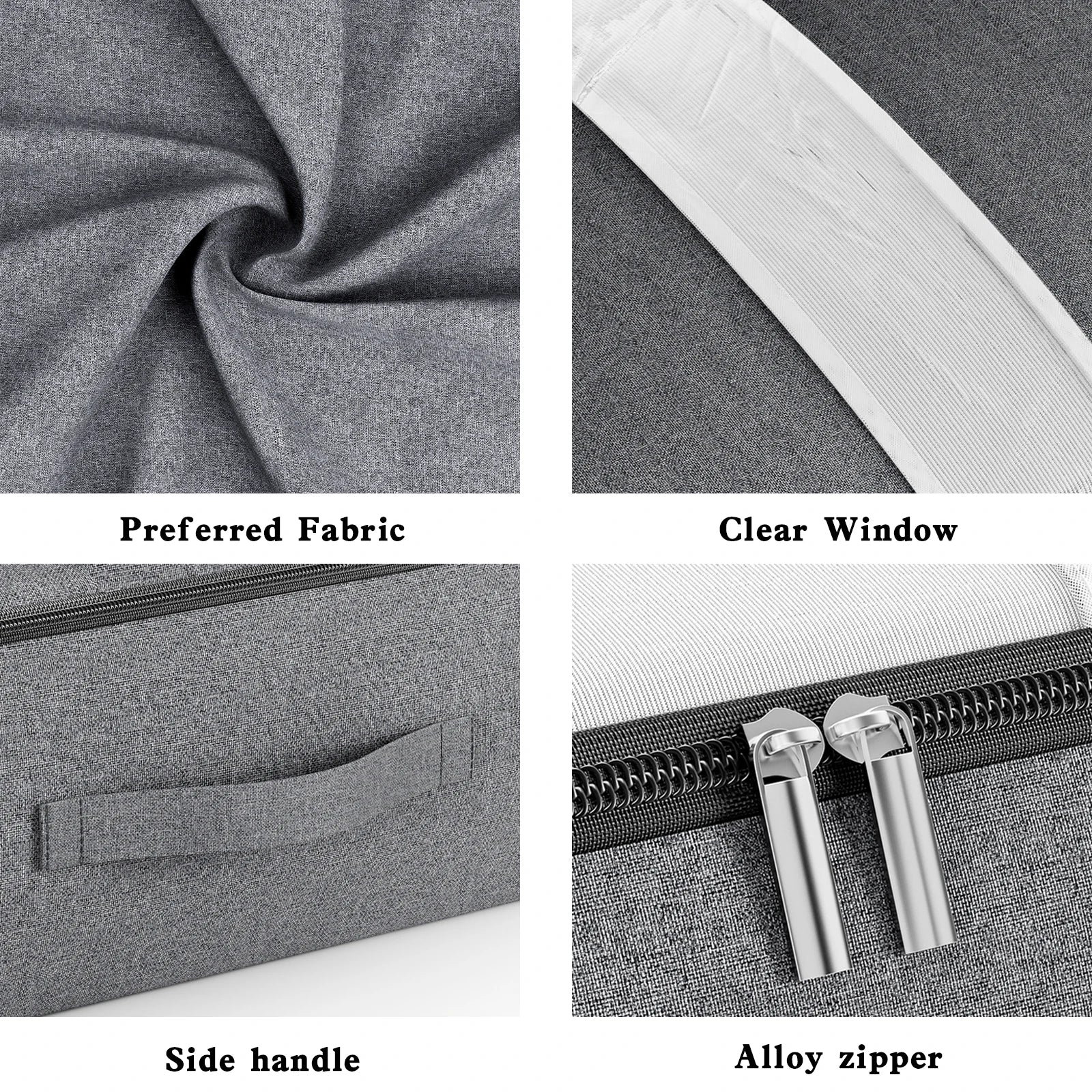 Under-Bed Storage Bag Transparent Window Metal Zipper