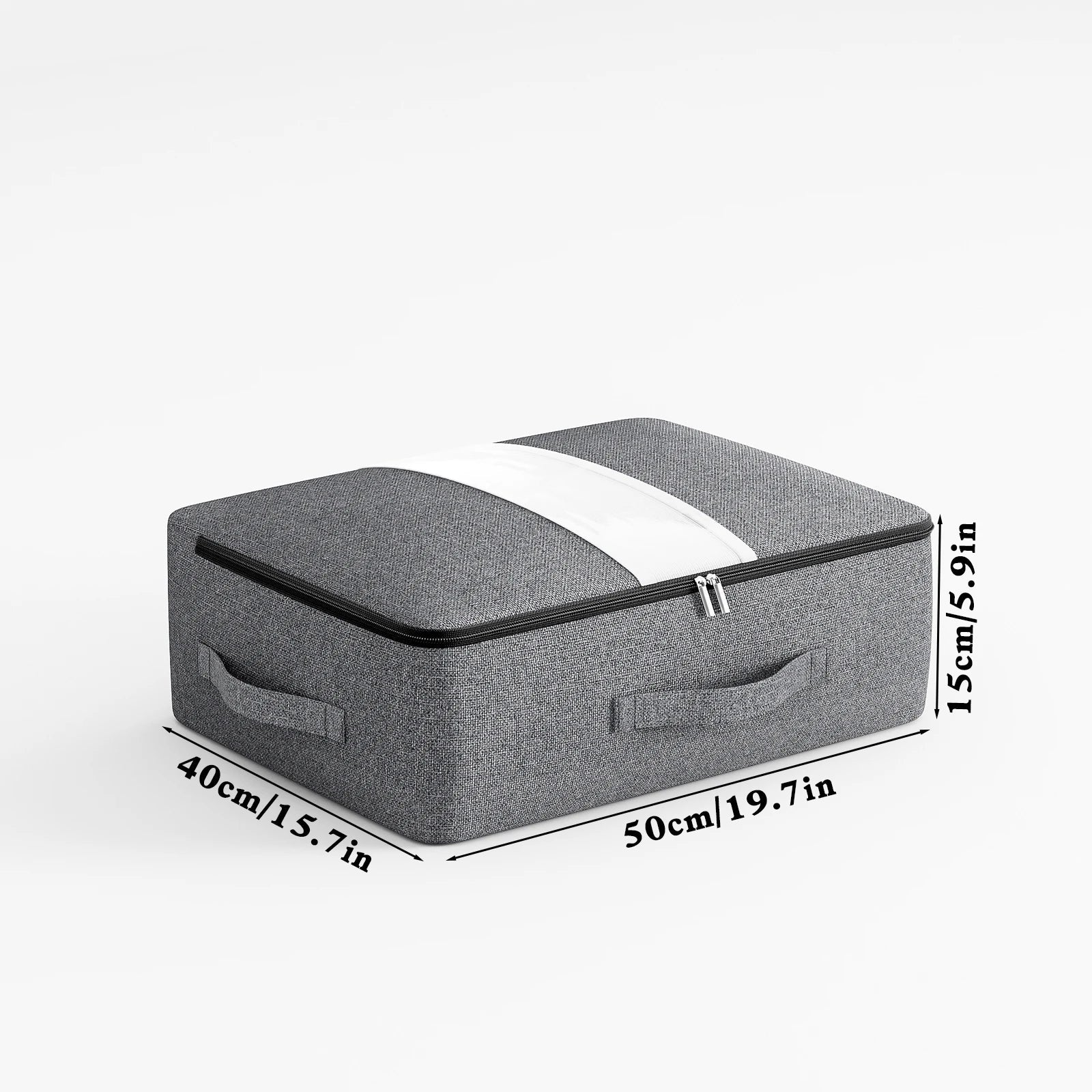 Under-Bed Storage Bag Transparent Window Metal Zipper