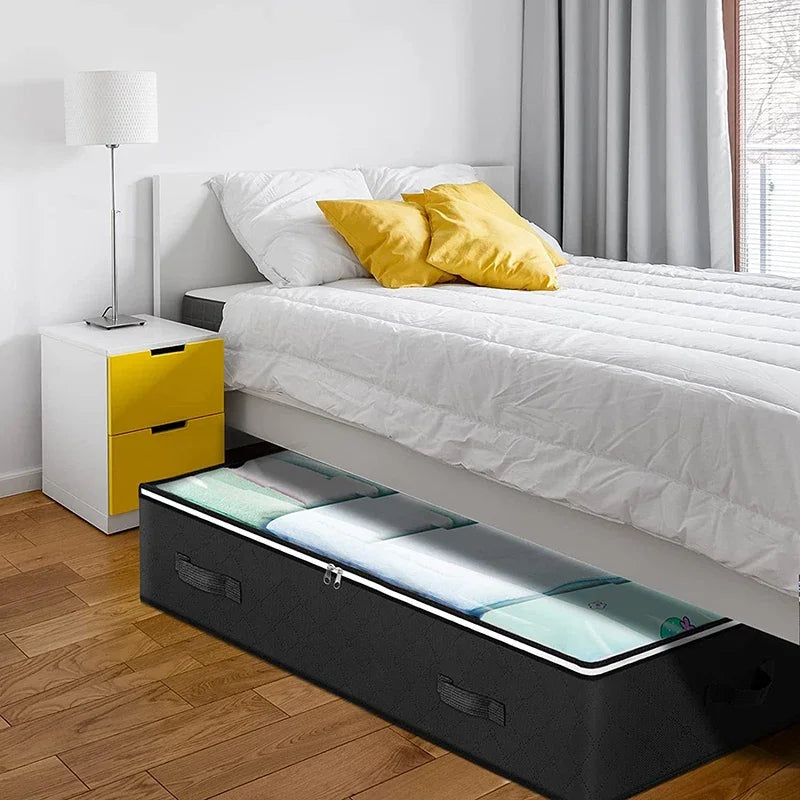 Underbed Storage Bags Transparent Lid Foldable Set of 2