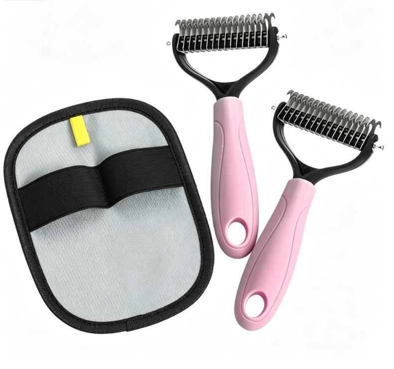 Undercoat Brush Double-Sided Fine & Coarse Pins Non-Slip Handle