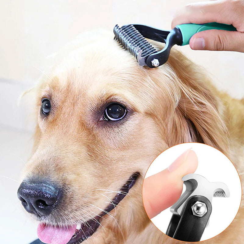 Undercoat Brush Double-Sided Fine & Coarse Pins Non-Slip Handle