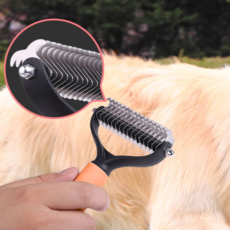 Undercoat Brush Double-Sided Fine & Coarse Pins Non-Slip Handle