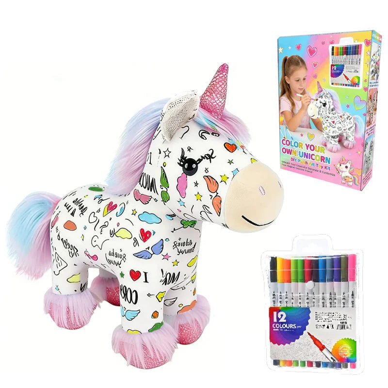 Unicorn Plush Paintable Washable 12 Non-Toxic Markers