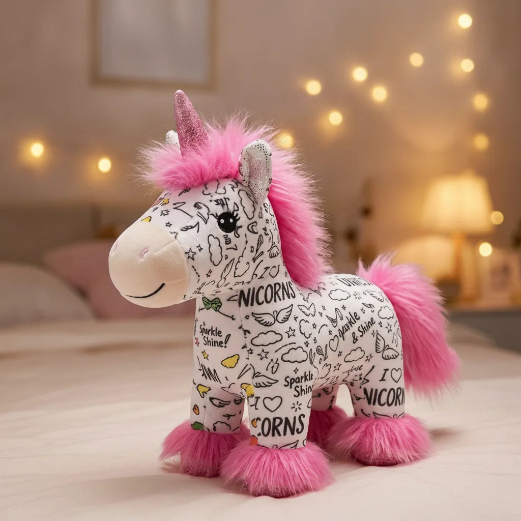 Unicorn Plush Paintable Washable 12 Non-Toxic Markers