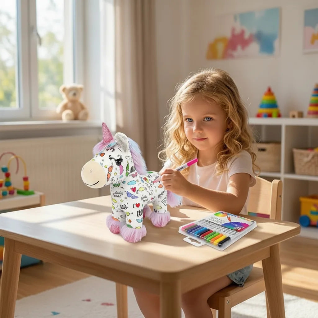 Unicorn Plush Paintable Washable 12 Non-Toxic Markers