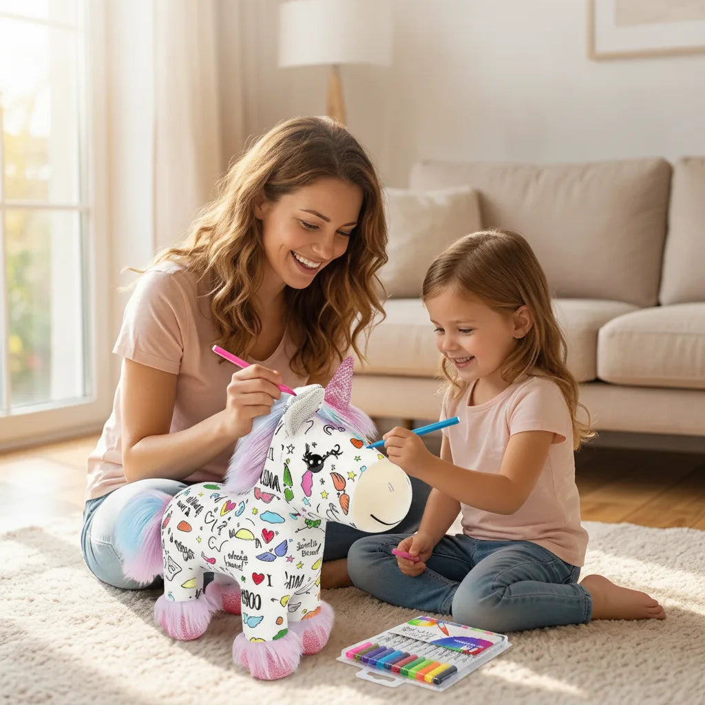 Unicorn Plush Paintable Washable 12 Non-Toxic Markers