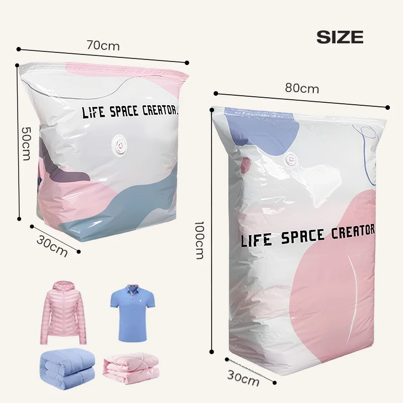 Vacuum Storage Bag No-Pump Compression Airtight & Moisture-Resistant