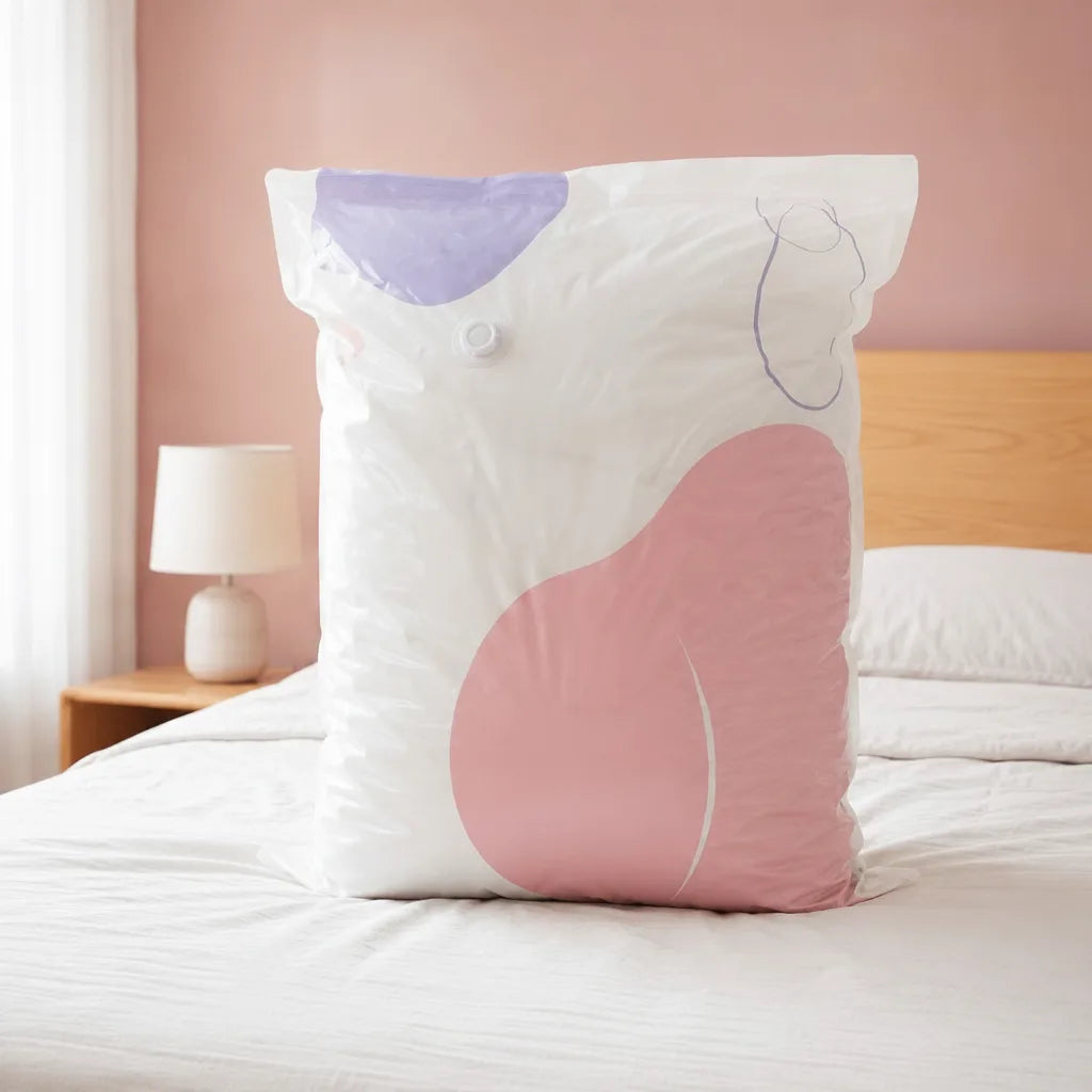 Vacuum Storage Bags Pump-Free One-Way Valve Space-Saving 3D Cube