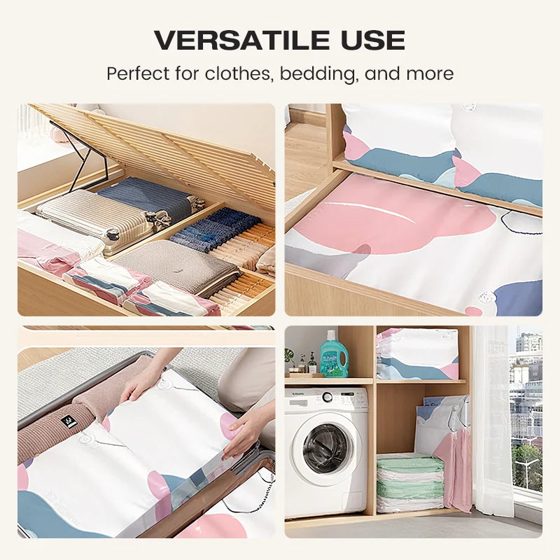 Vacuum Storage Bags Pump-Free Valve Up To 80% Space-Saving