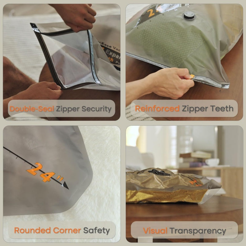 Vacuum Storage Bags Wireless USB-C Pump 75% Space-Saving