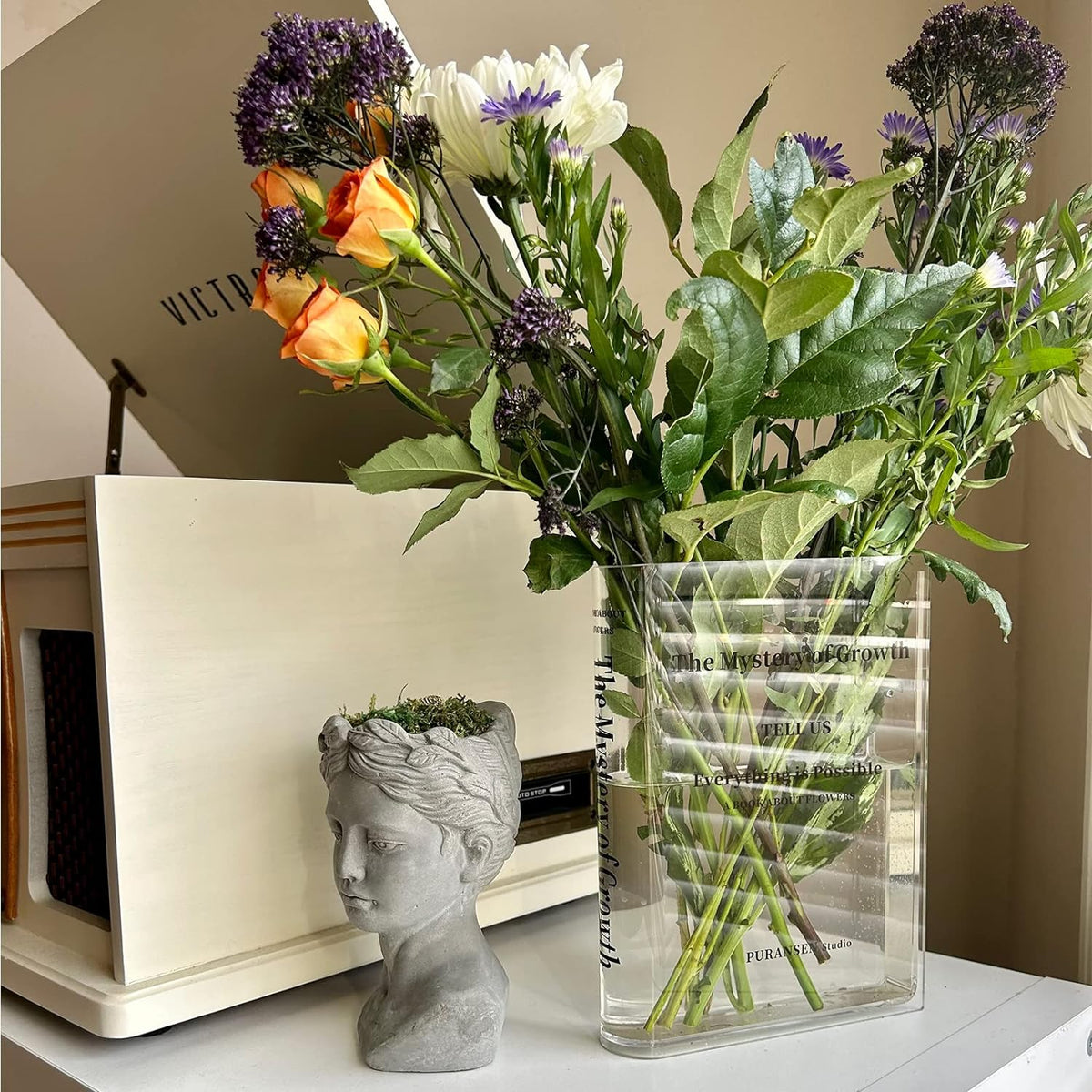 Vase Book-Shaped Transparent Acrylic