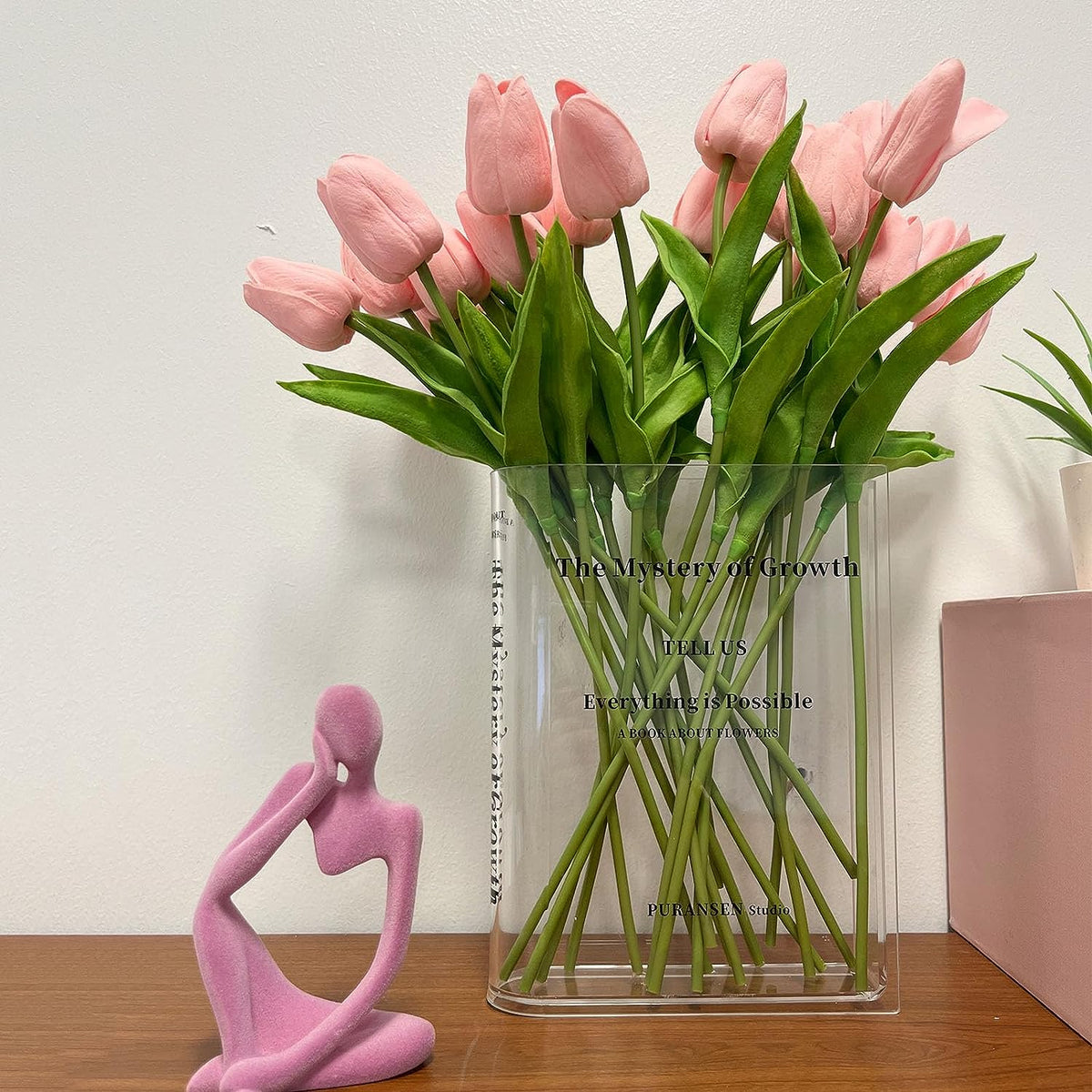 Vase Book-Shaped Transparent Acrylic